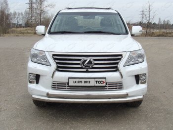 Защита передняя нижняя двойная 76,1*75 мм кроме F-Sport Тюнинг Lexus LX570 J200 1-ый рестайлинг (2012-2015)  (нержавейка)