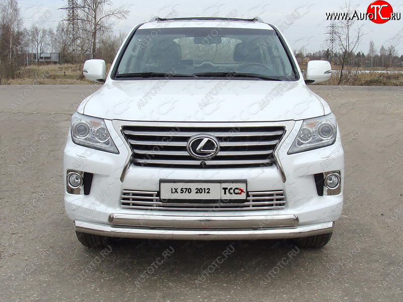 38 949 р. Защита передняя нижняя двойная 76,1*75 мм кроме F-Sport Тюнинг Lexus LX570 J200 1-ый рестайлинг (2012-2015) (нержавейка)  с доставкой в г. Горно‑Алтайск