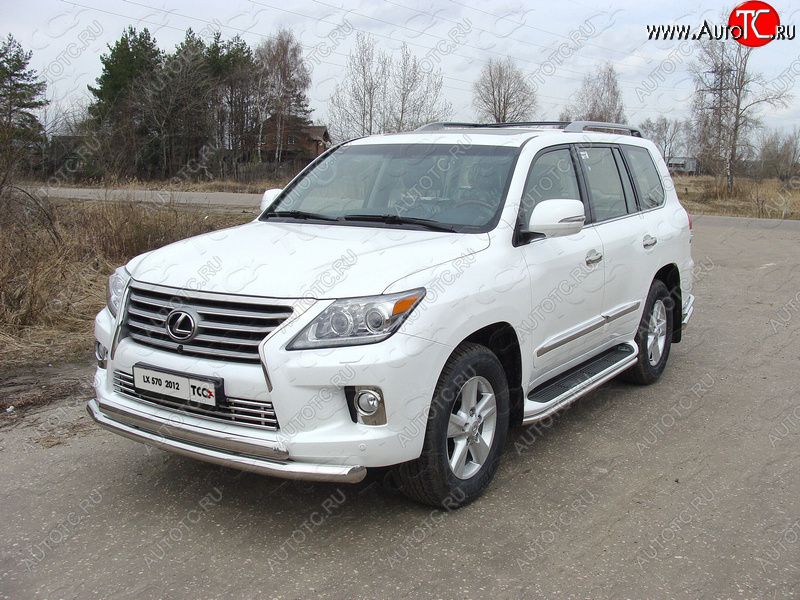 12 299 р. Декоративная вставка переднего бампера (кроме F-Sport) ТСС Тюнинг  Lexus LX570  J200 (2012-2015) 1-ый рестайлинг (d 16 мм)  с доставкой в г. Горно‑Алтайск