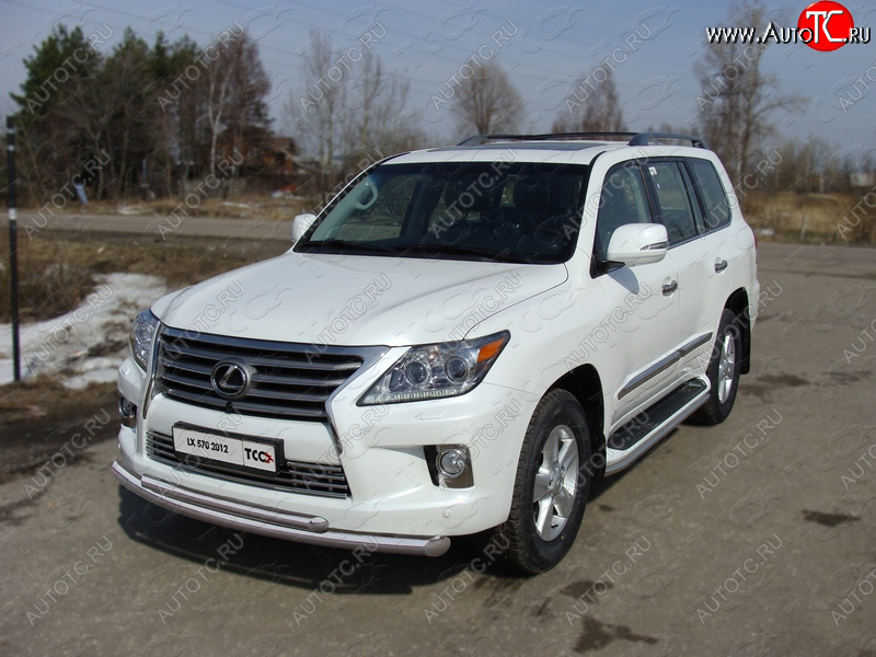 38 949 р. Защита передняя нижняя двойная 76,1*50,8 мм кроме F-Sport Тюнинг Lexus LX570 J200 1-ый рестайлинг (2012-2015) (нержавейка)  с доставкой в г. Горно‑Алтайск