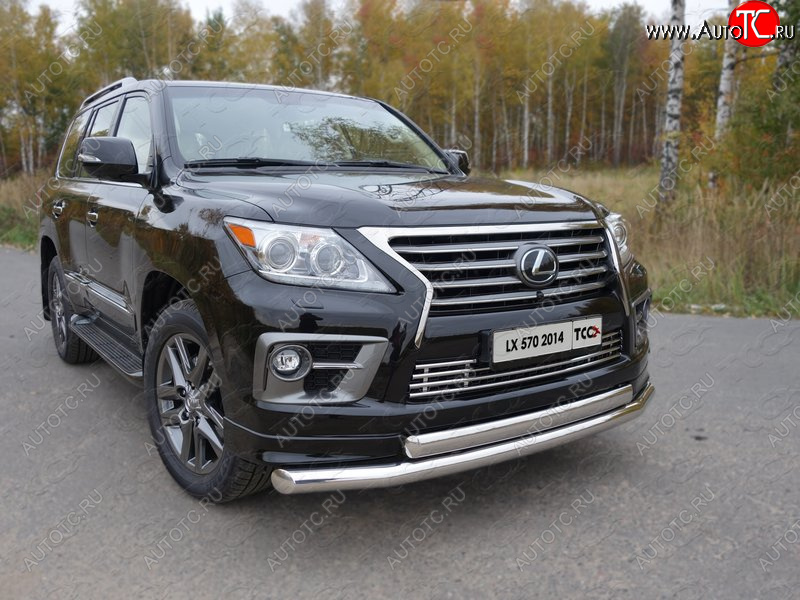 38 949 р. Защита передняя нижняя двойная 76,1*75 мм Sport Тюнинг Lexus LX570 J200 1-ый рестайлинг (2012-2015) (нержавейка)  с доставкой в г. Горно‑Алтайск