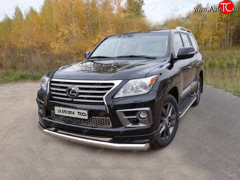 27 999 р. Защита переднего бампера нижняя 76,1 мм ТСС Тюнинг Lexus LX570 J200 1-ый рестайлинг (2012-2015) (нержавейка)  с доставкой в г. Горно‑Алтайск