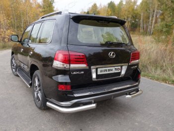 Защита задняя (уголки, нержавейка 76,1 мм) ТСС Тюнинг Lexus LX570 J200 1-ый рестайлинг (2012-2015)