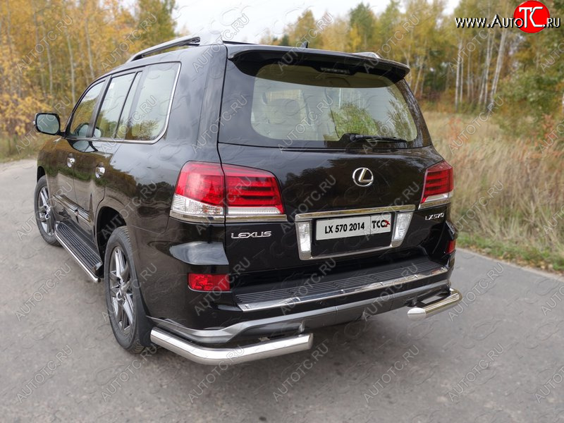 27 999 р. Защита задняя (уголки, нержавейка 76,1 мм) ТСС Тюнинг Lexus LX570 J200 1-ый рестайлинг (2012-2015)  с доставкой в г. Горно‑Алтайск