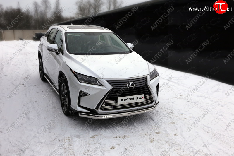 46 599 р. Защита передняя нижняя овальная с ДХО 75х42 мм ТСС Тюнинг Lexus RX450H AL10 дорестайлинг (2009-2012) (нержавейка)  с доставкой в г. Горно‑Алтайск