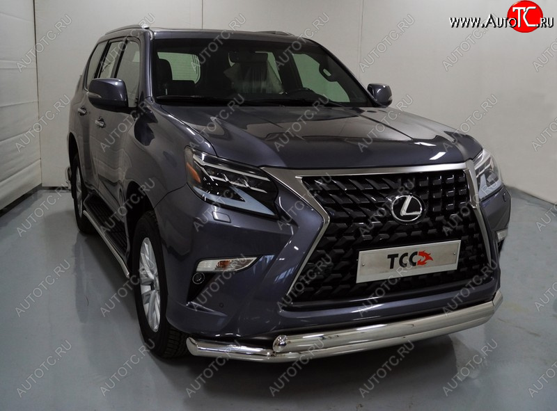 38 949 р. Защита передняя нижняя двойная 76,1*75 мм Тюнинг  Lexus GX460  J150 (2019-2022) 2-ой рестайлинг (нержавейка)  с доставкой в г. Горно‑Алтайск