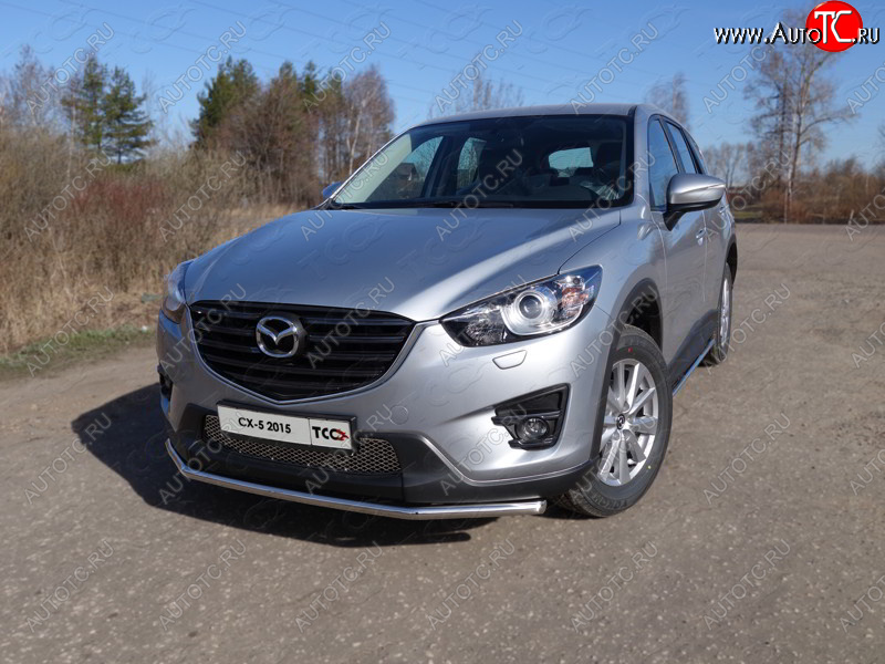 15 549 р. Защита переднего бампера нижняя d42,4 мм ТСС Тюнинг Mazda CX-5 KE рестайлинг (2015-2017) (нержавейка)  с доставкой в г. Горно‑Алтайск