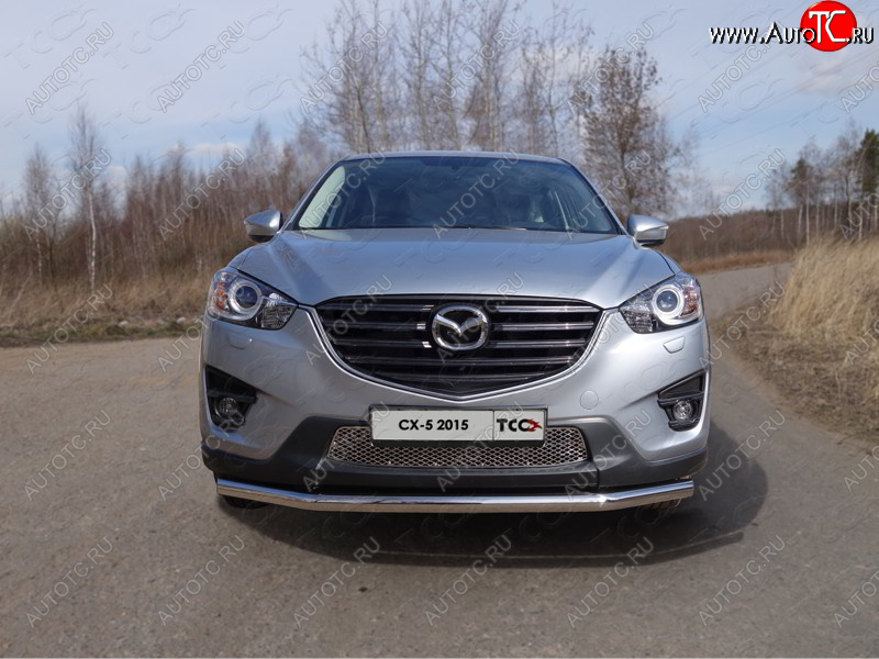 17 999 р. Защита переднего бампера нижняя d60,3 мм ТСС Тюнинг  Mazda CX-5  KE (2015-2017) рестайлинг (нержавейка)  с доставкой в г. Горно‑Алтайск