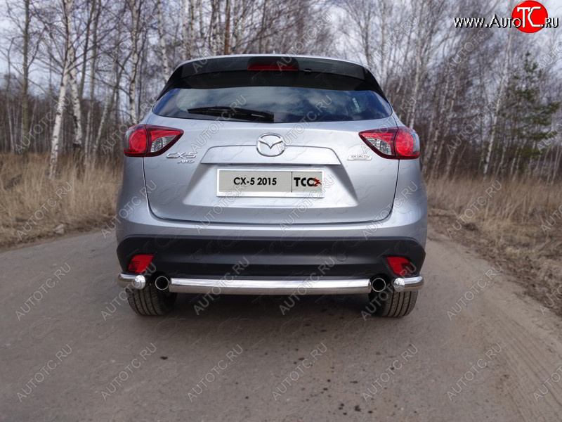 12 999 р. Защита заднего бампера (овальная короткая, d75х42 мм) TCC  Mazda CX-5  KE (2015-2017) рестайлинг  с доставкой в г. Горно‑Алтайск