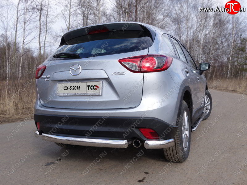 9 549 р. Защита заднего бампера (уголки, d75х42 мм) TCC  Mazda CX-5  KE (2015-2017) рестайлинг  с доставкой в г. Горно‑Алтайск