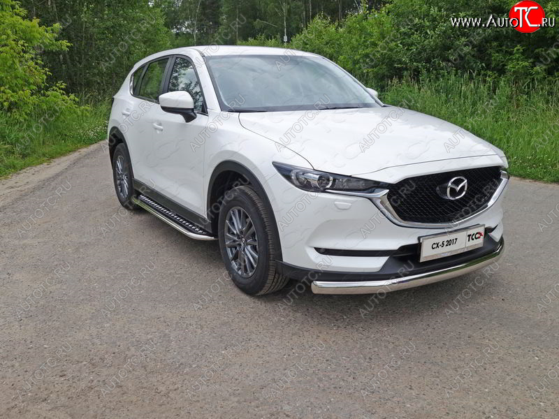 45 999 р. Пороги с площадкой 75х42 мм ТСС Тюнинг Mazda CX-5 KF (2016-2024) (серые)  с доставкой в г. Горно‑Алтайск