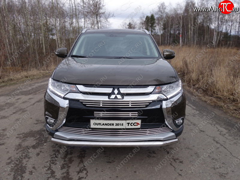 15 549 р. Защита передняя нижняя короткая 60,3 мм ТСС Тюнинг  Mitsubishi Outlander  GF (2015-2018) 2-ой рестайлинг (нержавейка)  с доставкой в г. Горно‑Алтайск