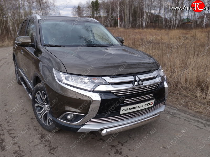 21 899 р. Защита переднего бампера нижняя овальная 75*42 мм ТСС Тюнинг  Mitsubishi Outlander  GF (2015-2018) 2-ой рестайлинг (нержавейка)  с доставкой в г. Горно‑Алтайск