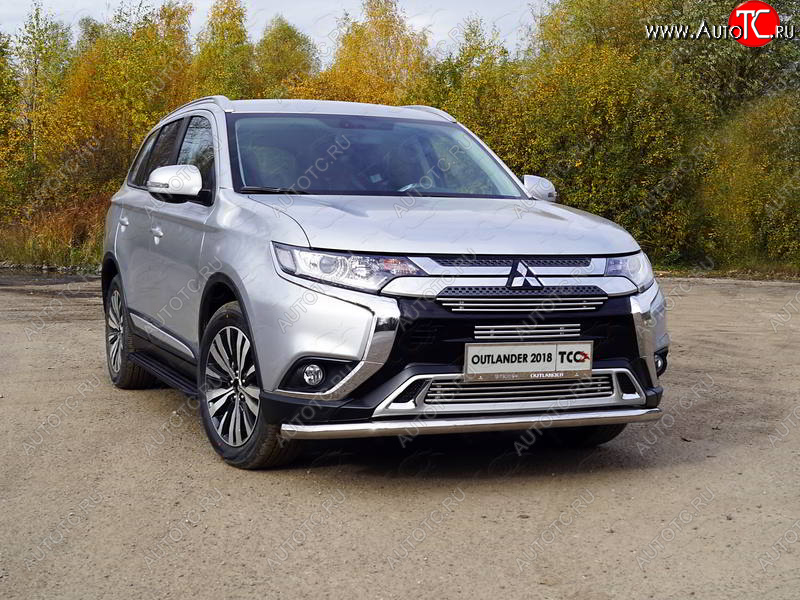 22 999 р. Защита передняя нижняя длинная 60,3 мм ТСС Тюнинг Mitsubishi Outlander GF 3-ий рестайлинг (2018-2022) (нержавейка)  с доставкой в г. Горно‑Алтайск