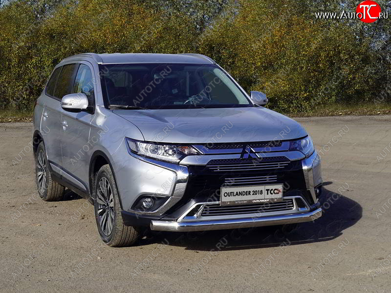 23 599 р. Защита переднего бампера нижняя овальная 75*42 мм ТСС Тюнинг  Mitsubishi Outlander  GF (2018-2022) 3-ий рестайлинг (нержавейка)  с доставкой в г. Горно‑Алтайск