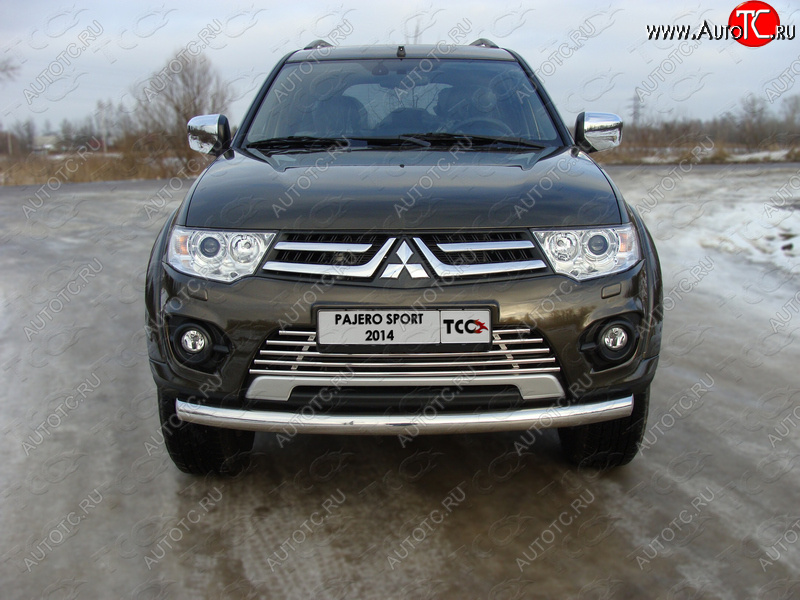 9 349 р. Декоративная вставка переднего бампера ТСС Тюнинг  Mitsubishi Pajero Sport  PB (2013-2017) рестайлинг (d 16 мм)  с доставкой в г. Горно‑Алтайск