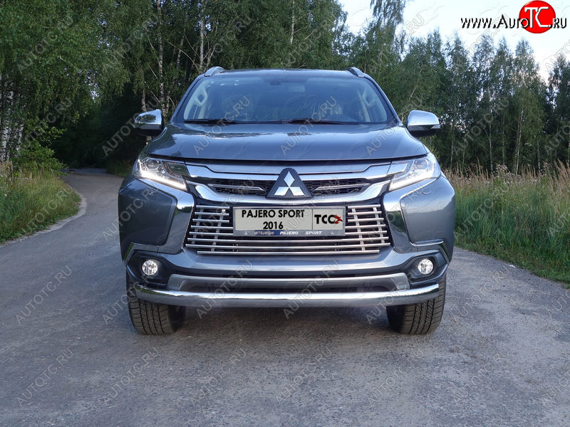 20 899 р. Защита переднего бампера нижняя овальная 75*42 мм ТСС Тюнинг  Mitsubishi Pajero Sport  PB (2013-2017) рестайлинг (нержавейка)  с доставкой в г. Горно‑Алтайск