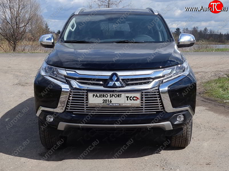 9 349 р. Декоративная вставка переднего бампера ТСС Тюнинг  Mitsubishi Pajero Sport  QE (2015-2021) дорестайлинг (d 12 мм)  с доставкой в г. Горно‑Алтайск