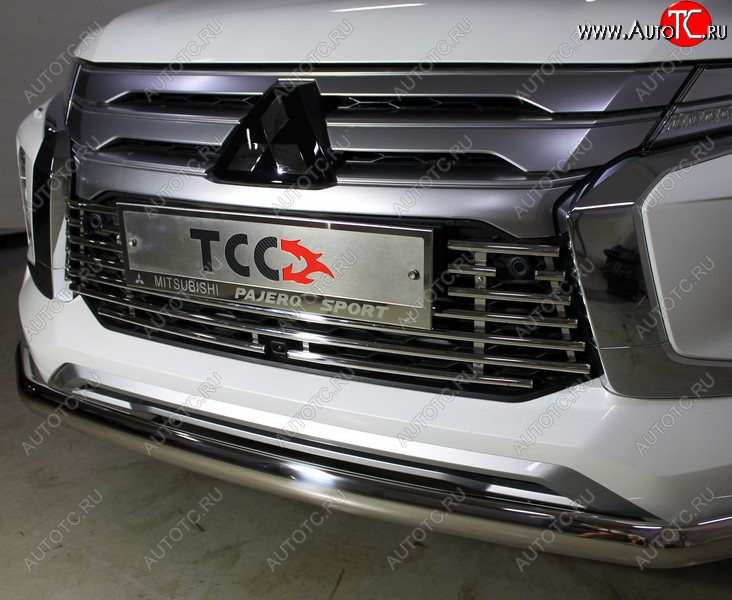 10 599 р. Декоративная вставка переднего бампера ТСС Тюнинг  Mitsubishi Pajero Sport  QF (2019-2022) рестайлинг (d 16 мм)  с доставкой в г. Горно‑Алтайск