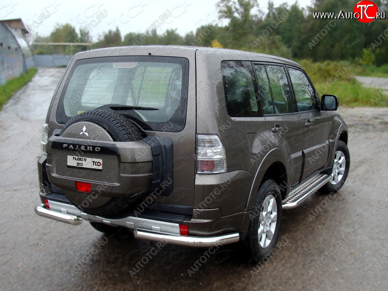 22 999 р. Защита задняя (уголки, нержавейка 76,1 мм) ТСС Тюнинг Mitsubishi Pajero 4 V80 3 дв. 1-ый рестайлинг (2011-2014)  с доставкой в г. Горно‑Алтайск