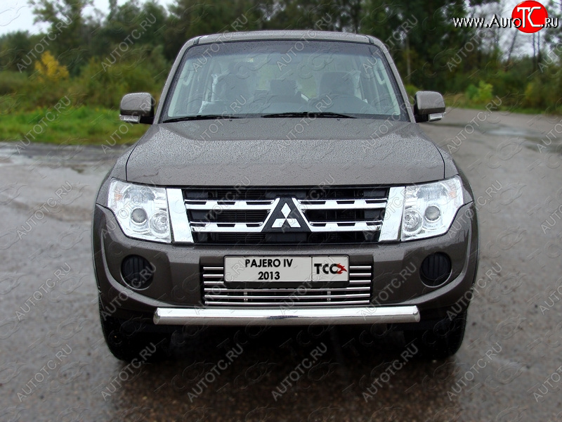 8 799 р. Декоративная вставка переднего бампера ТСС Тюнинг  Mitsubishi Pajero  4 V90 (2011-2015) 1-ый рестайлинг (d 16 мм)  с доставкой в г. Горно‑Алтайск