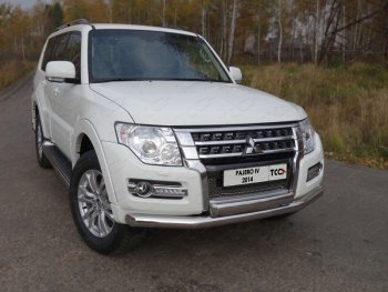 Защита передняя нижняя двойная 76,1*75 мм ТСС Тюнинг Mitsubishi Pajero 4 V90 2-ой рестайлинг (2014-2020) ()