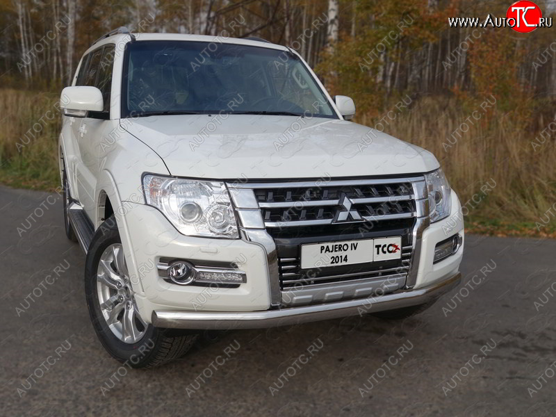 9 349 р. Декоративная вставка переднего бампера ТСС Тюнинг  Mitsubishi Pajero  4 V90 (2014-2020) 2-ой рестайлинг (d 16 мм)  с доставкой в г. Горно‑Алтайск