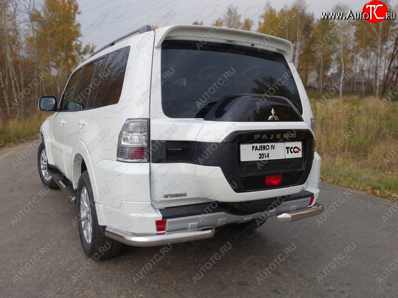 21 999 р. Защита задняя (уголки, нержавейка 76,1 мм) ТСС Тюнинг  Mitsubishi Pajero  4 V90 (2014-2020) 2-ой рестайлинг  с доставкой в г. Горно‑Алтайск