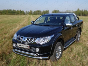 24 999 р. Защита передняя нижняя двойная 76,1*75 мм Тюнинг  Mitsubishi L200  5 KK,KL (2015-2019) дорестайлинг (нержавейка)  с доставкой в г. Горно‑Алтайск. Увеличить фотографию 1