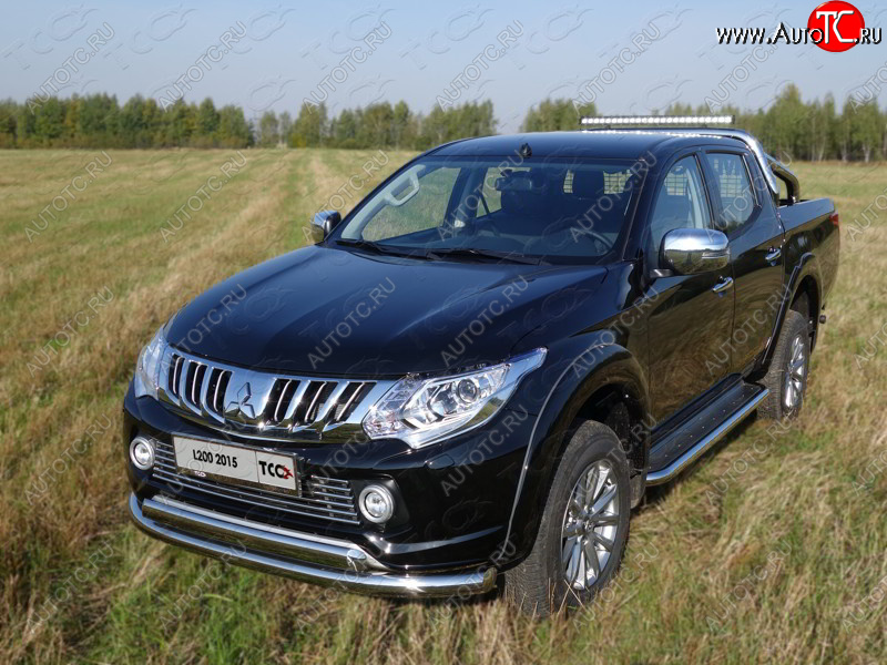 24 999 р. Защита передняя нижняя двойная 76,1*75 мм Тюнинг  Mitsubishi L200  5 KK,KL (2015-2019) дорестайлинг (нержавейка)  с доставкой в г. Горно‑Алтайск