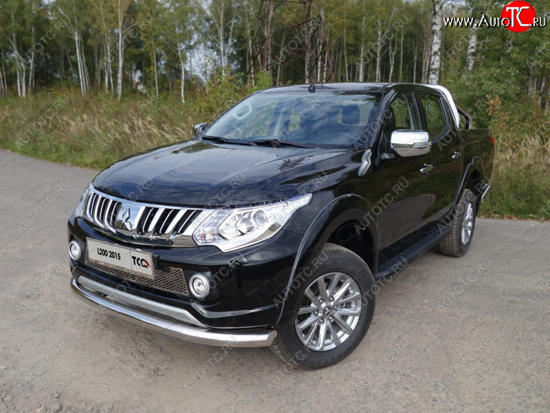 19 999 р. Защита переднего бампера нижняя d76,1 мм ТСС Тюнинг Mitsubishi L200 5 KK,KL дорестайлинг (2015-2019) (нержавейка)  с доставкой в г. Горно‑Алтайск