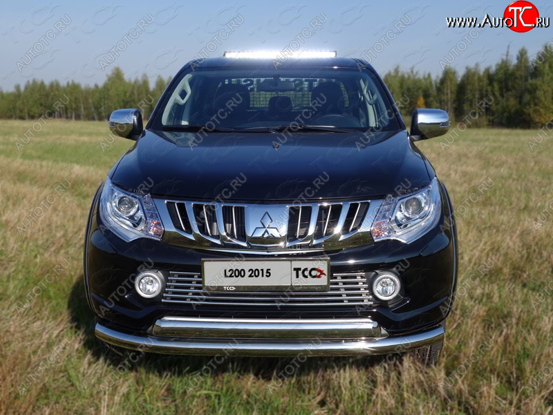 9 999 р. Декоративная вставка переднего бампера ТСС Тюнинг  Mitsubishi L200  5 KK,KL (2015-2019) дорестайлинг (d 16 мм)  с доставкой в г. Горно‑Алтайск