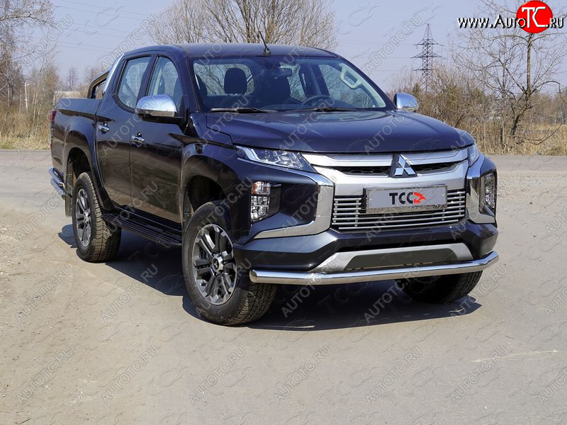 20 899 р. Защита переднего бампера нижняя 76,1 мм ТСС Тюнинг Mitsubishi L200 5 KK,KL рестайлинг (2018-2022) (нержавейка)  с доставкой в г. Горно‑Алтайск