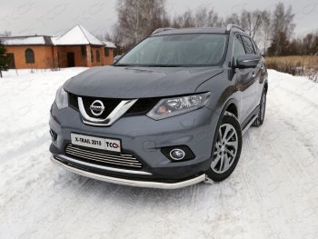 Защита передняя нижняя длинная 60,3 мм ТСС Тюнинг Nissan (Нисан) X-trail (Х-трейл)  3 T32 (2013-2018) 3 T32 дорестайлинг ()