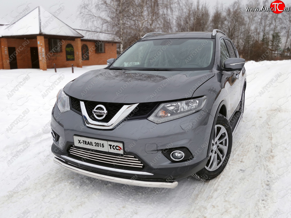 15 549 р. Защита передняя нижняя короткая 60,3 мм ТСС Тюнинг  Nissan X-trail  3 T32 (2013-2018) дорестайлинг (нержавейка)  с доставкой в г. Горно‑Алтайск