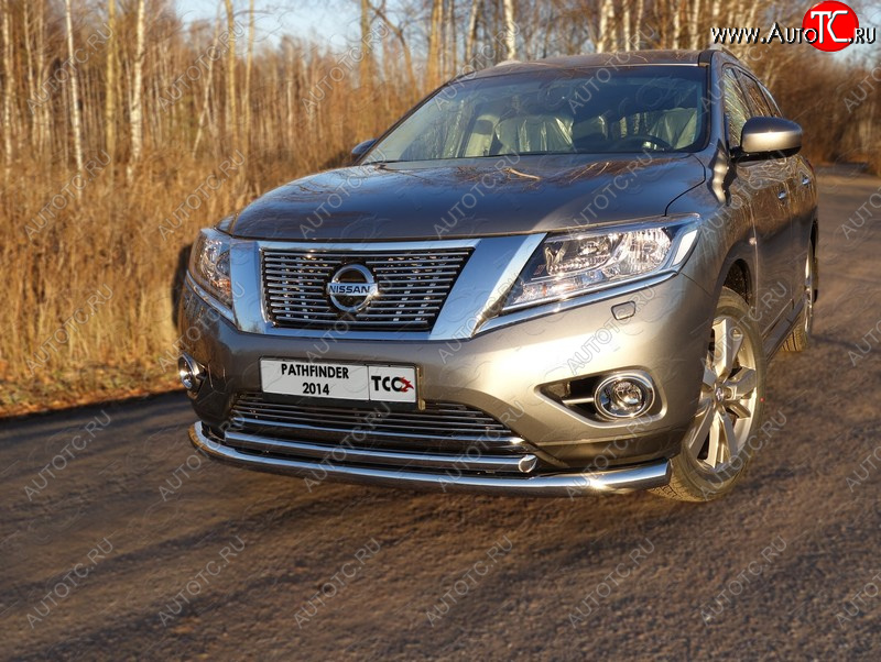 30 999 р.  Защита передняя нижняя двойная 76,1*50,8 мм Тюнинг Nissan Pathfinder R52 дорестайлинг (2012-2017) (нержавейка)  с доставкой в г. Горно‑Алтайск