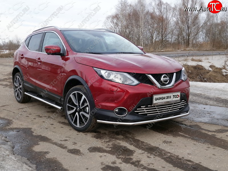 16 899 р. Защита переднего бампера нижняя 42,4 мм ТСС Тюнинг Nissan Qashqai 2 J11 дорестайлинг (2013-2019) (нержавейка)  с доставкой в г. Горно‑Алтайск