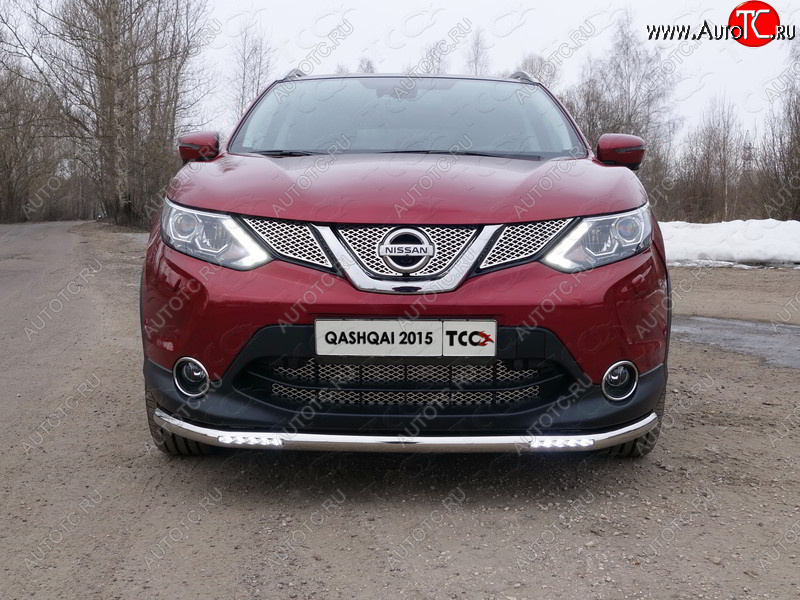 37 649 р. Защита переднего бампера нижняя с ДХО 60,3 мм ТСС Тюнинг  Nissan Qashqai  2 (2013-2019) J11 дорестайлинг (нержавейка)  с доставкой в г. Горно‑Алтайск