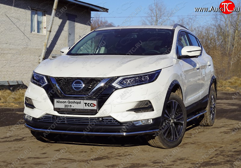 18 399 р. Защита переднего бампера нижняя 42,4 мм ТСС Тюнинг Nissan Qashqai 2 J11 рестайлинг (2017-2022) (нержавейка)  с доставкой в г. Горно‑Алтайск