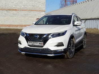 Защита переднего бампера нижняя с ДХО 60,3 мм ТСС Тюнинг Nissan (Нисан) Qashqai (Кашкай)  2 (2017-2022) 2 J11 рестайлинг  (нержавейка)