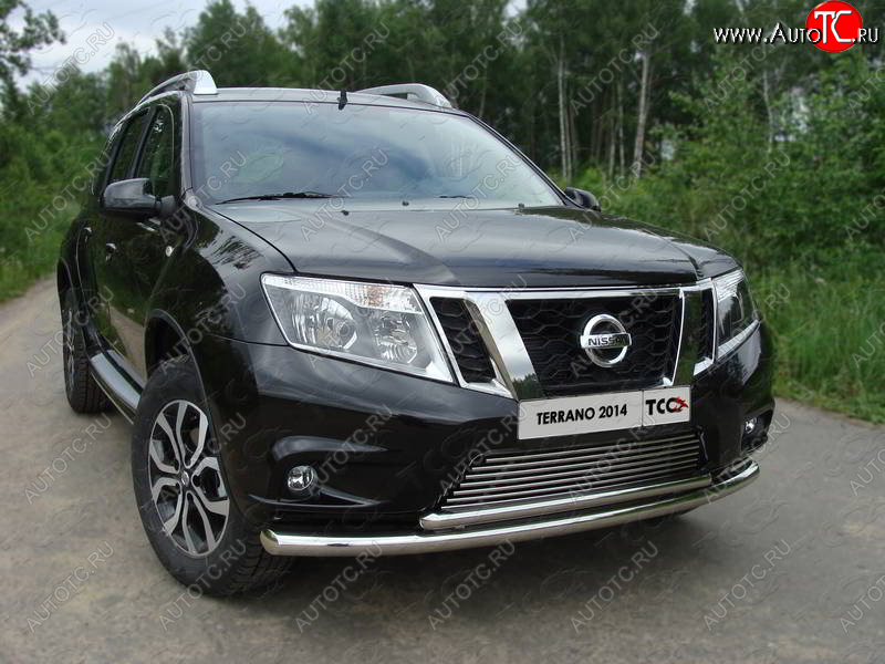 22 599 р. Защита передняя нижняя двойная 60,3*42,4 мм ТСС Тюнинг Nissan Terrano D10 дорестайлинг (2013-2016) (нержавейка)  с доставкой в г. Горно‑Алтайск