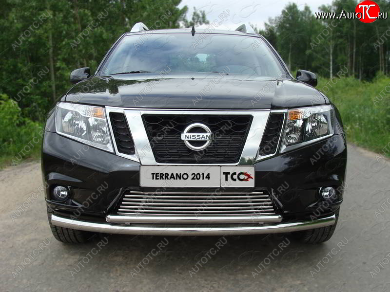 7 699 р. Декоративная вставка переднего бампера ТСС Тюнинг  Nissan Terrano  D10 (2013-2016) дорестайлинг (d 12 мм)  с доставкой в г. Горно‑Алтайск