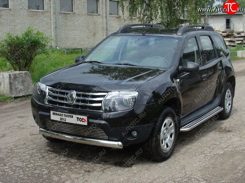 16 299 р. Защита передняя овальная короткая 75х42 мм ТСС Тюнинг  Renault Duster  HS (2010-2015) дорестайлинг (нержавейка)  с доставкой в г. Горно‑Алтайск