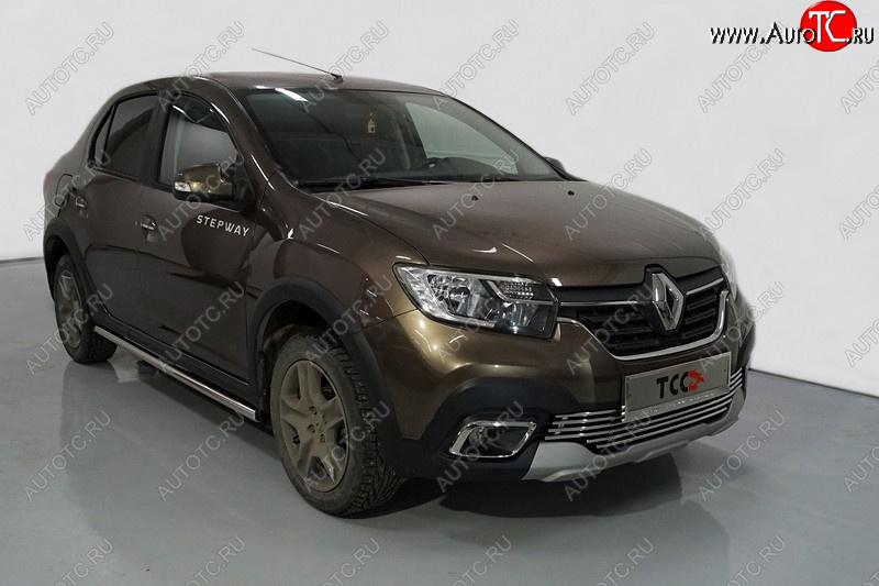 19 999 р. Защита порогов труба d42,4 мм ТСС Тюнинг  Renault Logan Stepway (2018-2024) (серые)  с доставкой в г. Горно‑Алтайск