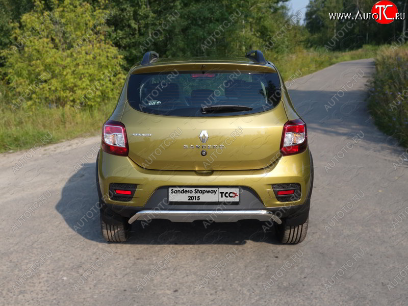 12 299 р. Защита задняя (нержавейка 42,4 мм), ТСС Тюнинг  Renault Sandero Stepway  (B8) (2014-2018) дорестайлинг  с доставкой в г. Горно‑Алтайск