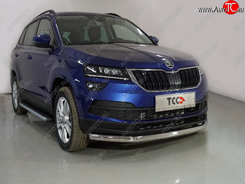 18 399 р. Защита переднего бампера нижняя d60,3 мм ТСС Тюнинг Skoda Karoq NU7 рестайлинг (2020-2025) (нержавейка)  с доставкой в г. Горно‑Алтайск