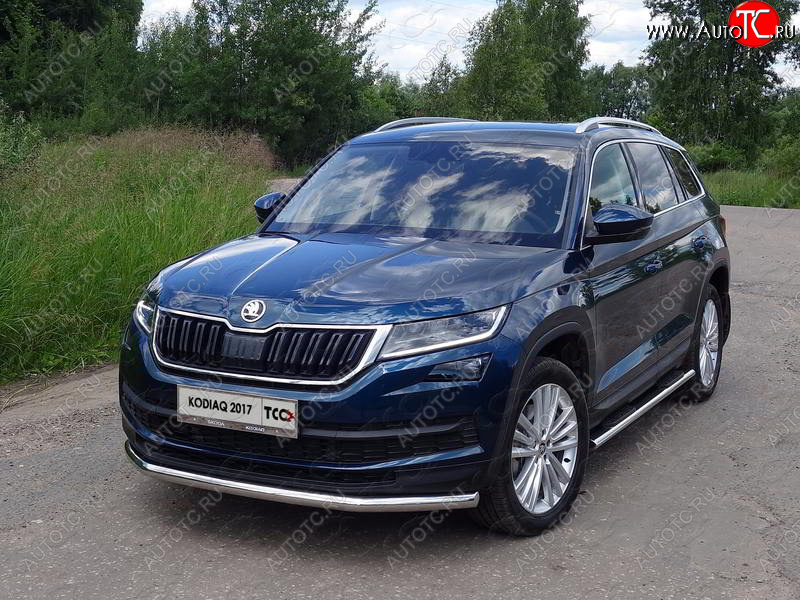 18 699 р. Защита переднего бампера нижняя d60,3 мм ТСС Тюнинг  Skoda Kodiaq  NU7 (2017-2021) дорестайлинг (нержавейка)  с доставкой в г. Горно‑Алтайск