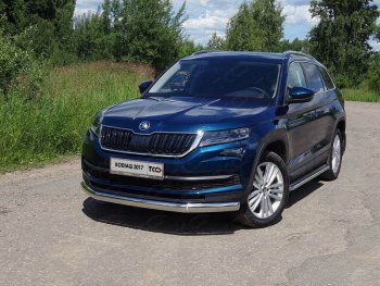 Защита переднего бампера нижняя овальная 75х42 мм ТСС Тюнинг Skoda (Шкода) Kodiaq (Кодиак)  NU7 (2017-2021) NU7 дорестайлинг ()