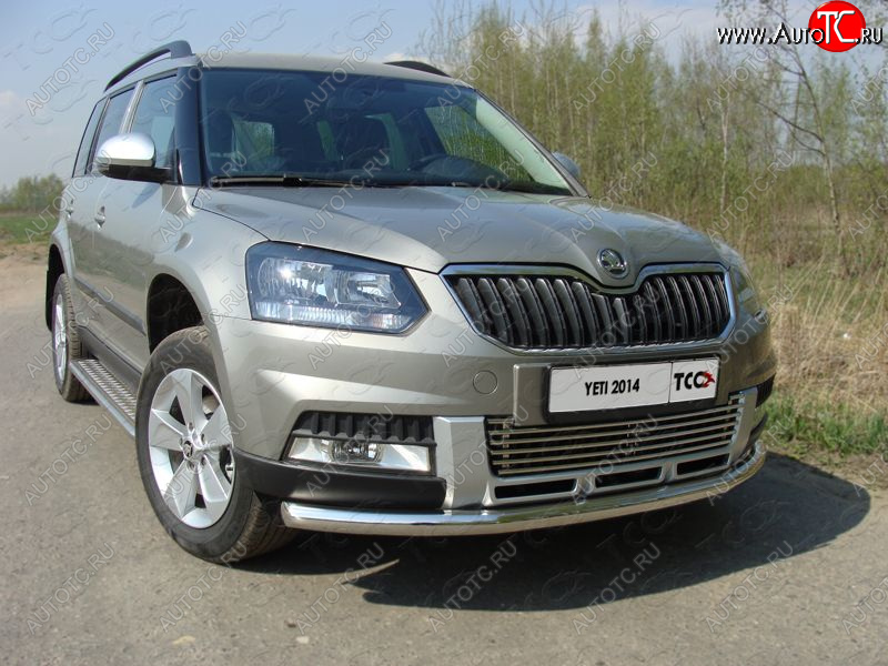 19 549 р. Защита переднего бампера нижняя d60,3 мм ТСС Тюнинг  Skoda Yeti (2013-2018) (нержавейка)  с доставкой в г. Горно‑Алтайск