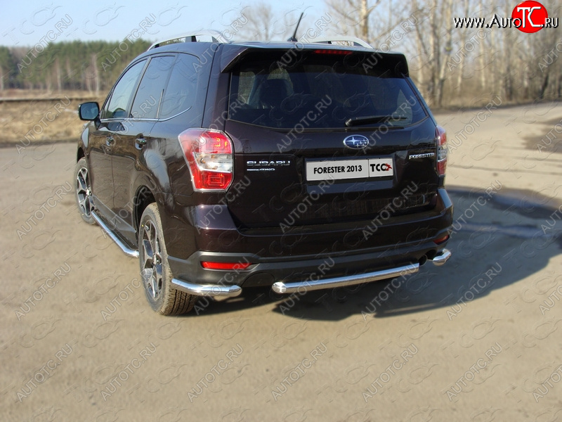 18 699 р. Защита заднего бампера (уголки, d60,3 мм) TCC  Subaru Forester  SJ (2012-2016) дорестайлинг  с доставкой в г. Горно‑Алтайск